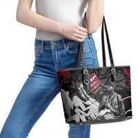 Hip Hop Graffiti Leather Tote Bag with Rapper Portrait and American Flag Street Art - Wonder Print Shop