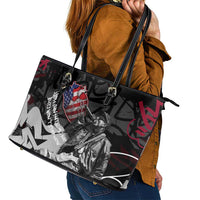 Hip Hop Graffiti Leather Tote Bag with Rapper Portrait and American Flag Street Art - Wonder Print Shop