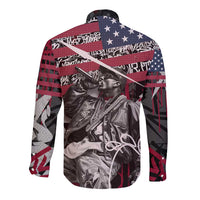 Hip Hop Graffiti Long Sleeve Button Shirt with Rapper Portrait and American Flag Street Art - Wonder Print Shop