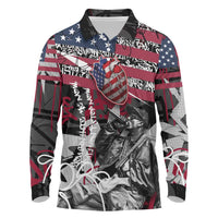 Hip Hop Graffiti Long Sleeve Polo Shirt with Rapper Portrait and American Flag Street Art - Wonder Print Shop