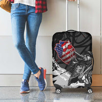 Hip Hop Graffiti Luggage Cover with Rapper Portrait and American Flag Street Art - Wonder Print Shop