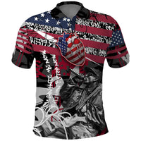 Hip Hop Graffiti Polo Shirt with Rapper Portrait and American Flag Street Art - Wonder Print Shop