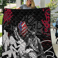 Hip Hop Graffiti Quilt with Rapper Portrait and American Flag Street Art - Wonder Print Shop