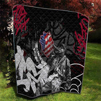Hip Hop Graffiti Quilt with Rapper Portrait and American Flag Street Art - Wonder Print Shop
