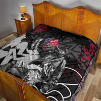 Hip Hop Graffiti Quilt with Rapper Portrait and American Flag Street Art - Wonder Print Shop