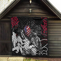 Hip Hop Graffiti Quilt with Rapper Portrait and American Flag Street Art - Wonder Print Shop