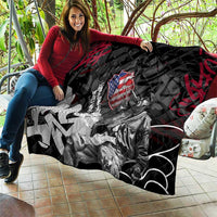 Hip Hop Graffiti Quilt with Rapper Portrait and American Flag Street Art - Wonder Print Shop