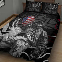 Hip Hop Graffiti Quilt Bed Set with Rapper Portrait and American Flag Street Art - Wonder Print Shop