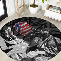 Hip Hop Graffiti Round Carpet with Rapper Portrait and American Flag Street Art - Wonder Print Shop