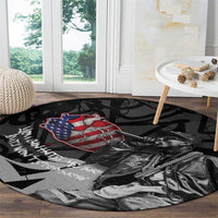 Hip Hop Graffiti Round Carpet with Rapper Portrait and American Flag Street Art - Wonder Print Shop
