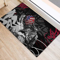 Hip Hop Graffiti Rubber Doormat with Rapper Portrait and American Flag Street Art - Wonder Print Shop