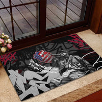 Hip Hop Graffiti Rubber Doormat with Rapper Portrait and American Flag Street Art - Wonder Print Shop