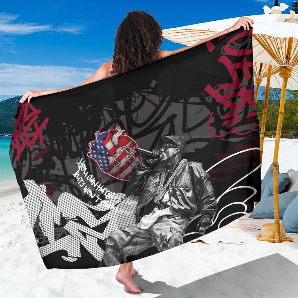 Hip Hop Graffiti Sarong with Rapper Portrait and American Flag Street Art - Wonder Print Shop