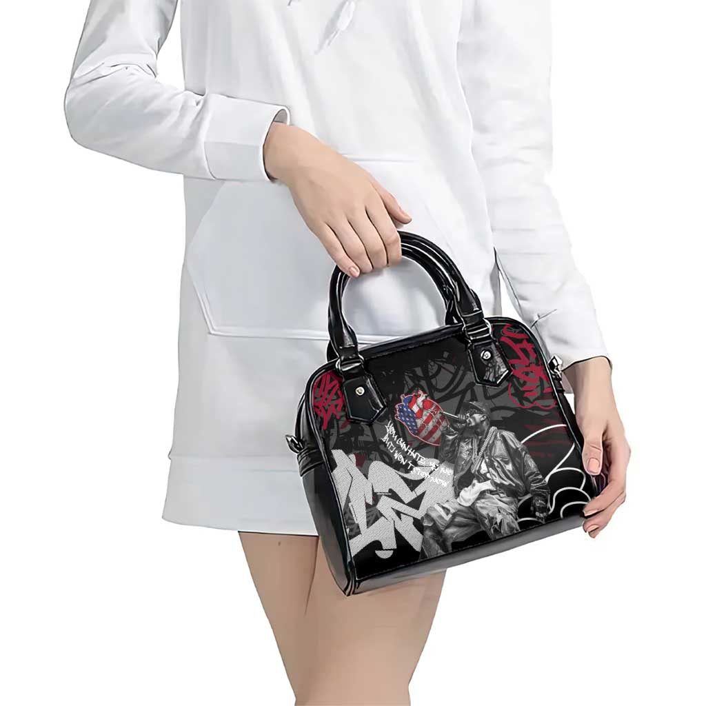 Hip Hop Graffiti Shoulder Handbag with Rapper Portrait and American Flag Street Art - Wonder Print Shop