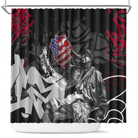 Hip Hop Graffiti Shower Curtain with Rapper Portrait and American Flag Street Art - Wonder Print Shop