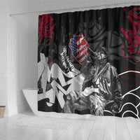 Hip Hop Graffiti Shower Curtain with Rapper Portrait and American Flag Street Art - Wonder Print Shop