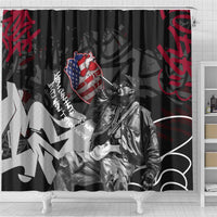Hip Hop Graffiti Shower Curtain with Rapper Portrait and American Flag Street Art - Wonder Print Shop