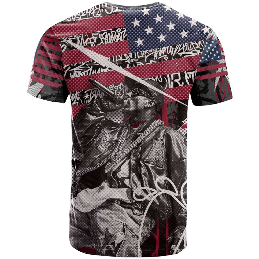 Hip Hop Graffiti T Shirt with Rapper Portrait and American Flag Street Art - Wonder Print Shop