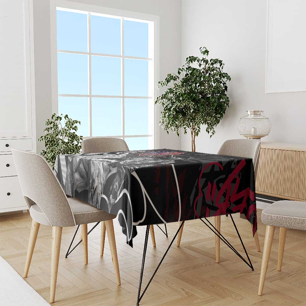 Hip Hop Graffiti Tablecloth with Rapper Portrait and American Flag Street Art - Wonder Print Shop