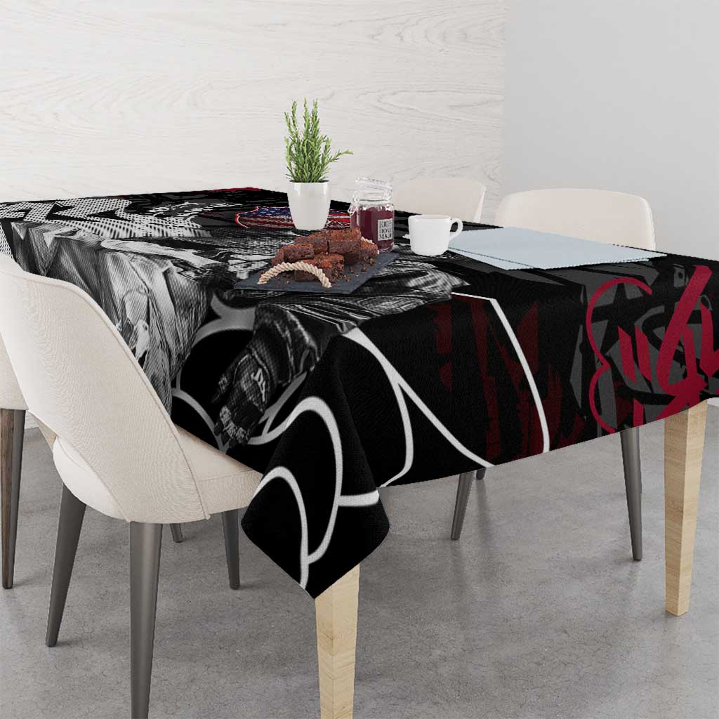 Hip Hop Graffiti Tablecloth with Rapper Portrait and American Flag Street Art - Wonder Print Shop