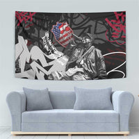 Hip Hop Graffiti Tapestry with Rapper Portrait and American Flag Street Art - Wonder Print Shop