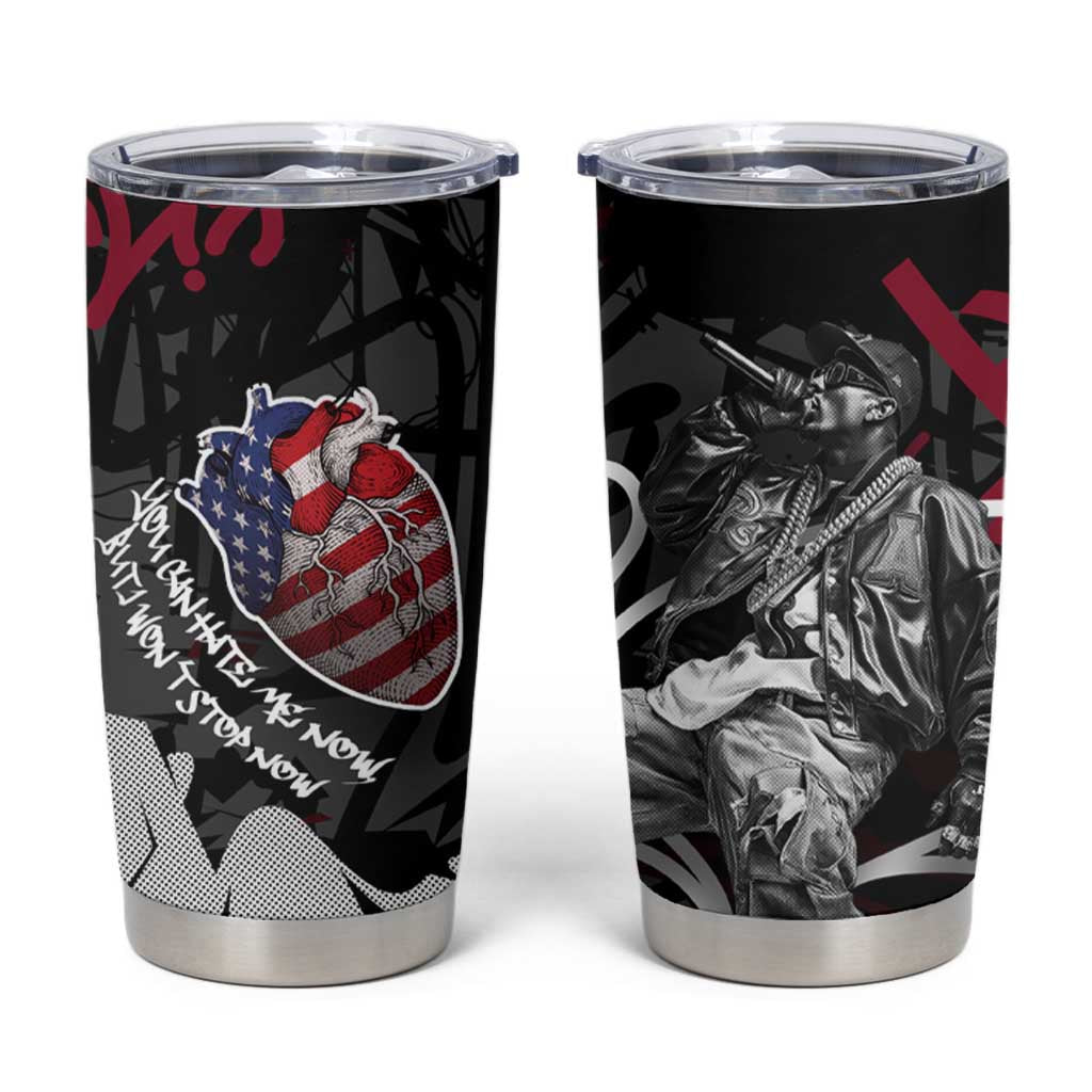 Hip Hop Graffiti Tumbler Cup with Rapper Portrait and American Flag Street Art - Wonder Print Shop