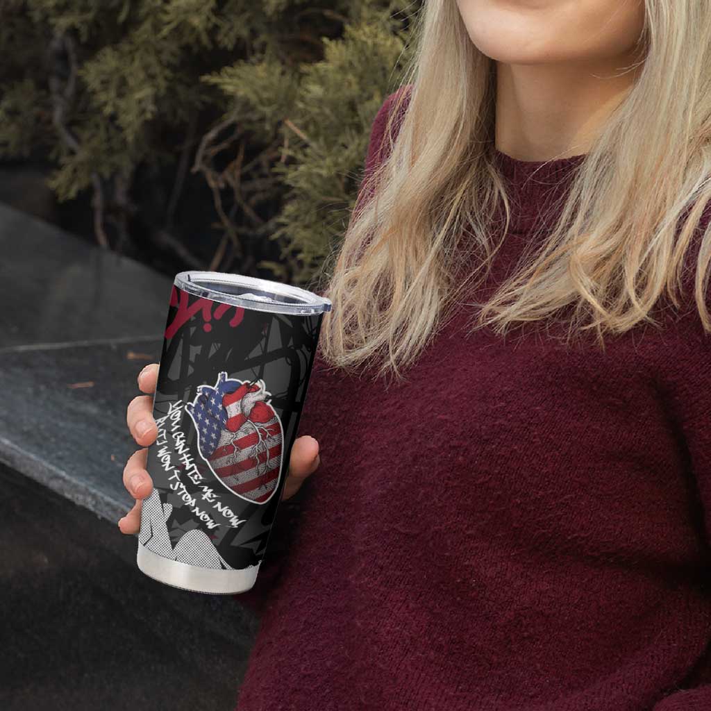 Hip Hop Graffiti Tumbler Cup with Rapper Portrait and American Flag Street Art - Wonder Print Shop