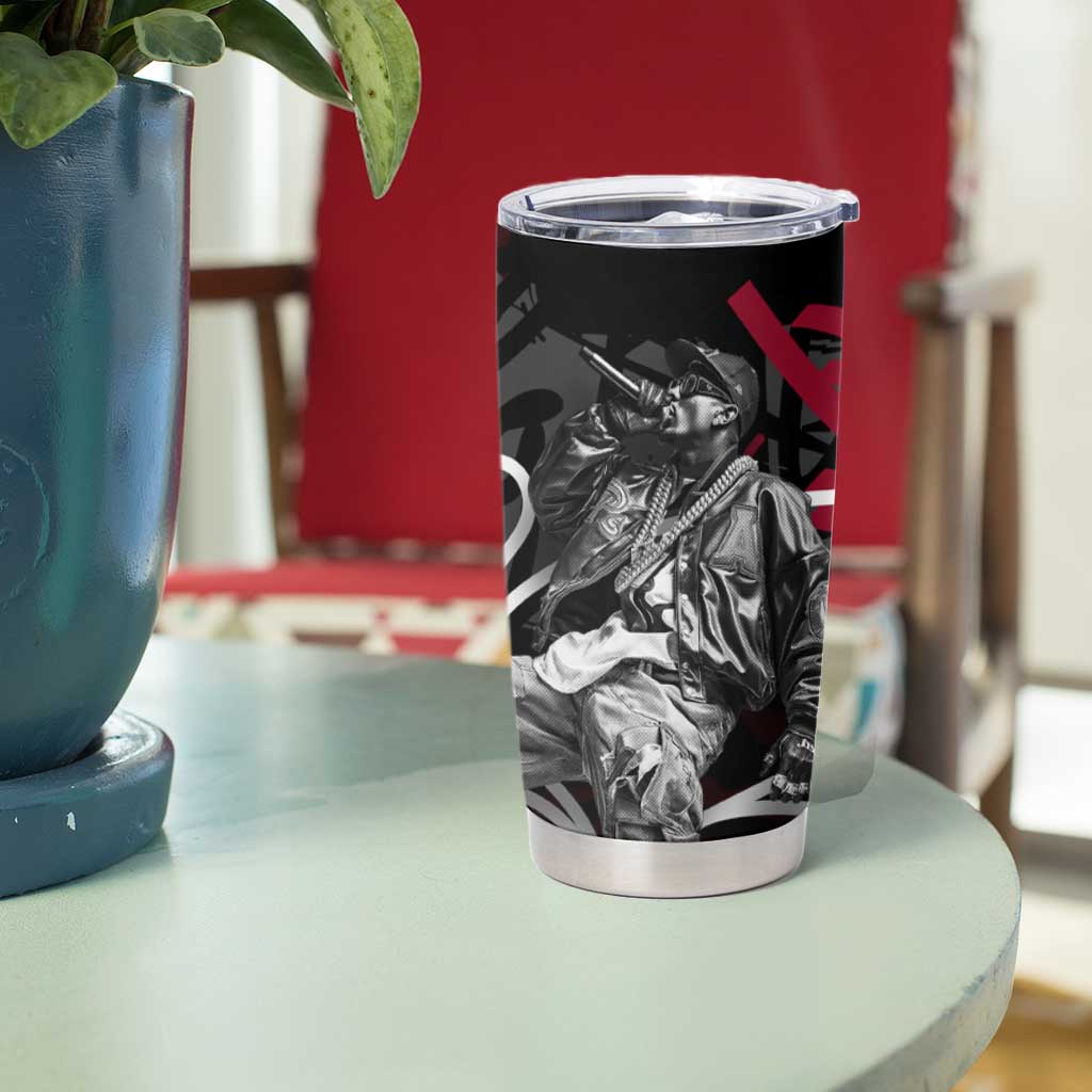 Hip Hop Graffiti Tumbler Cup with Rapper Portrait and American Flag Street Art - Wonder Print Shop