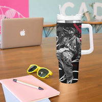 Hip Hop Graffiti Tumbler With Handle with Rapper Portrait and American Flag Street Art - Wonder Print Shop