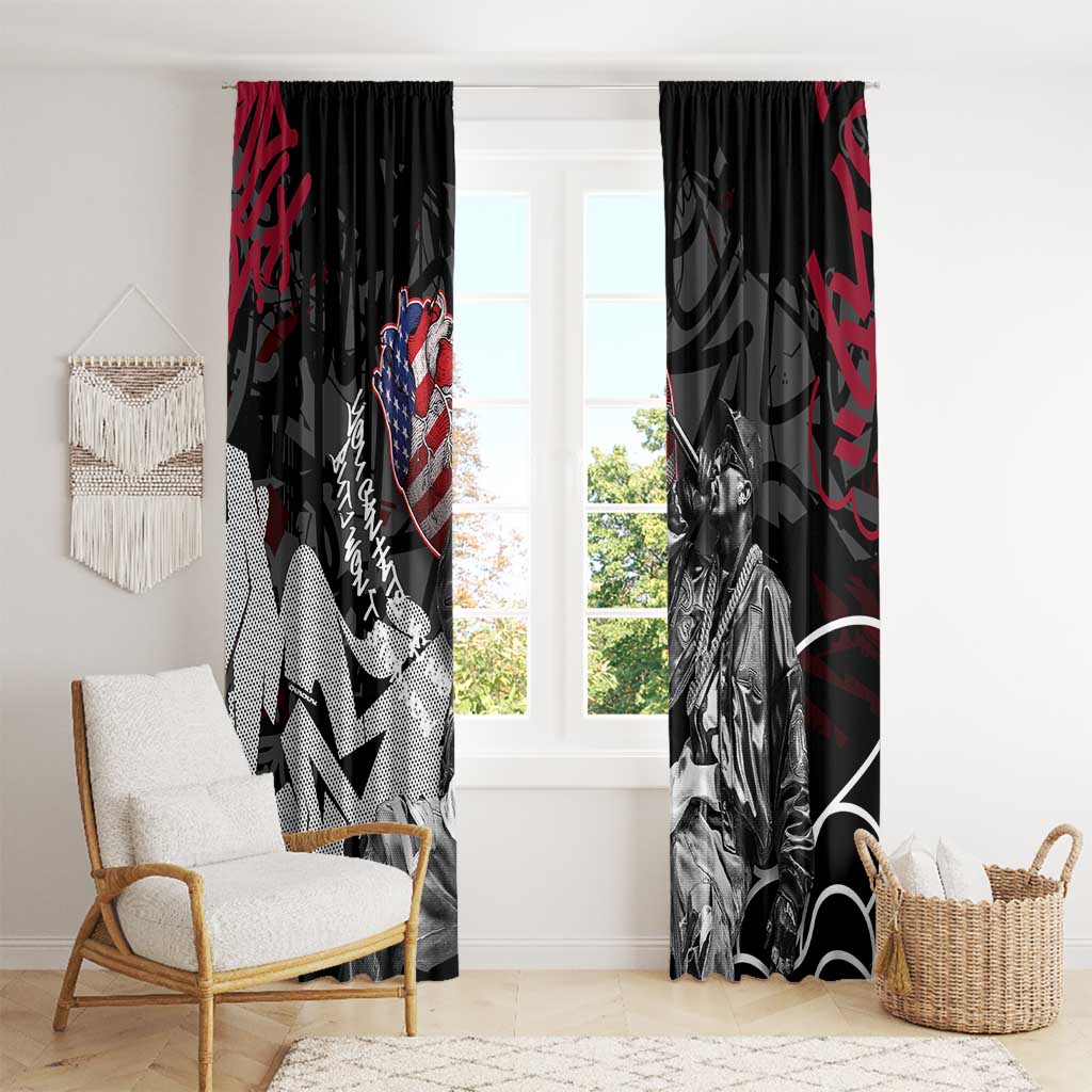 Hip Hop Graffiti Window Curtain with Rapper Portrait and American Flag Street Art - Wonder Print Shop