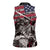 Hip Hop Graffiti Women Sleeveless Polo Shirt with Rapper Portrait and American Flag Street Art - Wonder Print Shop