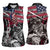 Hip Hop Graffiti Women Sleeveless Polo Shirt with Rapper Portrait and American Flag Street Art - Wonder Print Shop