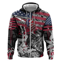 Hip Hop Graffiti Zip Hoodie with Rapper Portrait and American Flag Street Art - Wonder Print Shop