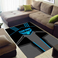 Custom Bowling Team Area Rug with Blue Bowling Pin Heartbeat Graphic and Winged Emblem - Wonder Print Shop