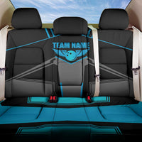 Custom Bowling Team Back Car Seat Cover with Blue Bowling Pin Heartbeat Graphic and Winged Emblem - Wonder Print Shop