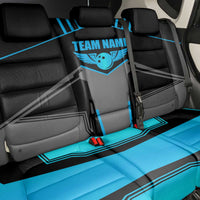 Custom Bowling Team Back Car Seat Cover with Blue Bowling Pin Heartbeat Graphic and Winged Emblem - Wonder Print Shop