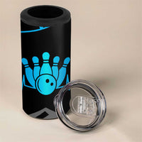 Custom Bowling Team 4 in 1 Can Cooler Tumbler with Blue Bowling Pin Heartbeat Graphic and Winged Emblem - Wonder Print Shop