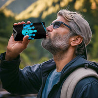 Custom Bowling Team 4 in 1 Can Cooler Tumbler with Blue Bowling Pin Heartbeat Graphic and Winged Emblem - Wonder Print Shop