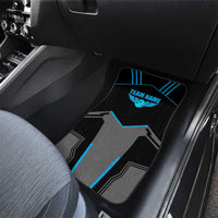 Custom Bowling Team Car Mats with Blue Bowling Pin Heartbeat Graphic and Winged Emblem - Wonder Print Shop