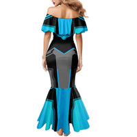 Custom Bowling Team Mermaid Dress with Blue Bowling Pin Heartbeat Graphic and Winged Emblem - Wonder Print Shop