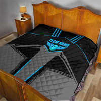 Custom Bowling Team Quilt with Blue Bowling Pin Heartbeat Graphic and Winged Emblem - Wonder Print Shop