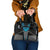 Custom Bowling Team Shoulder Handbag with Blue Bowling Pin Heartbeat Graphic and Winged Emblem - Wonder Print Shop
