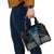 Custom Bowling Team Shoulder Handbag with Blue Bowling Pin Heartbeat Graphic and Winged Emblem - Wonder Print Shop