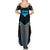 Custom Bowling Team Summer Maxi Dress with Blue Bowling Pin Heartbeat Graphic and Winged Emblem - Wonder Print Shop