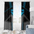 Custom Bowling Team Window Curtain with Blue Bowling Pin Heartbeat Graphic and Winged Emblem - Wonder Print Shop