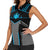 Custom Bowling Team Women Sleeveless Polo Shirt with Blue Bowling Pin Heartbeat Graphic and Winged Emblem - Wonder Print Shop