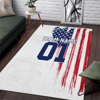 Motocross Rider Graphic Dirtbike Racing Area Rug with Distressed American Flag and Custom Number - Wonder Print Shop