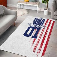 Motocross Rider Graphic Dirtbike Racing Area Rug with Distressed American Flag and Custom Number - Wonder Print Shop