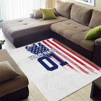 Motocross Rider Graphic Dirtbike Racing Area Rug with Distressed American Flag and Custom Number - Wonder Print Shop