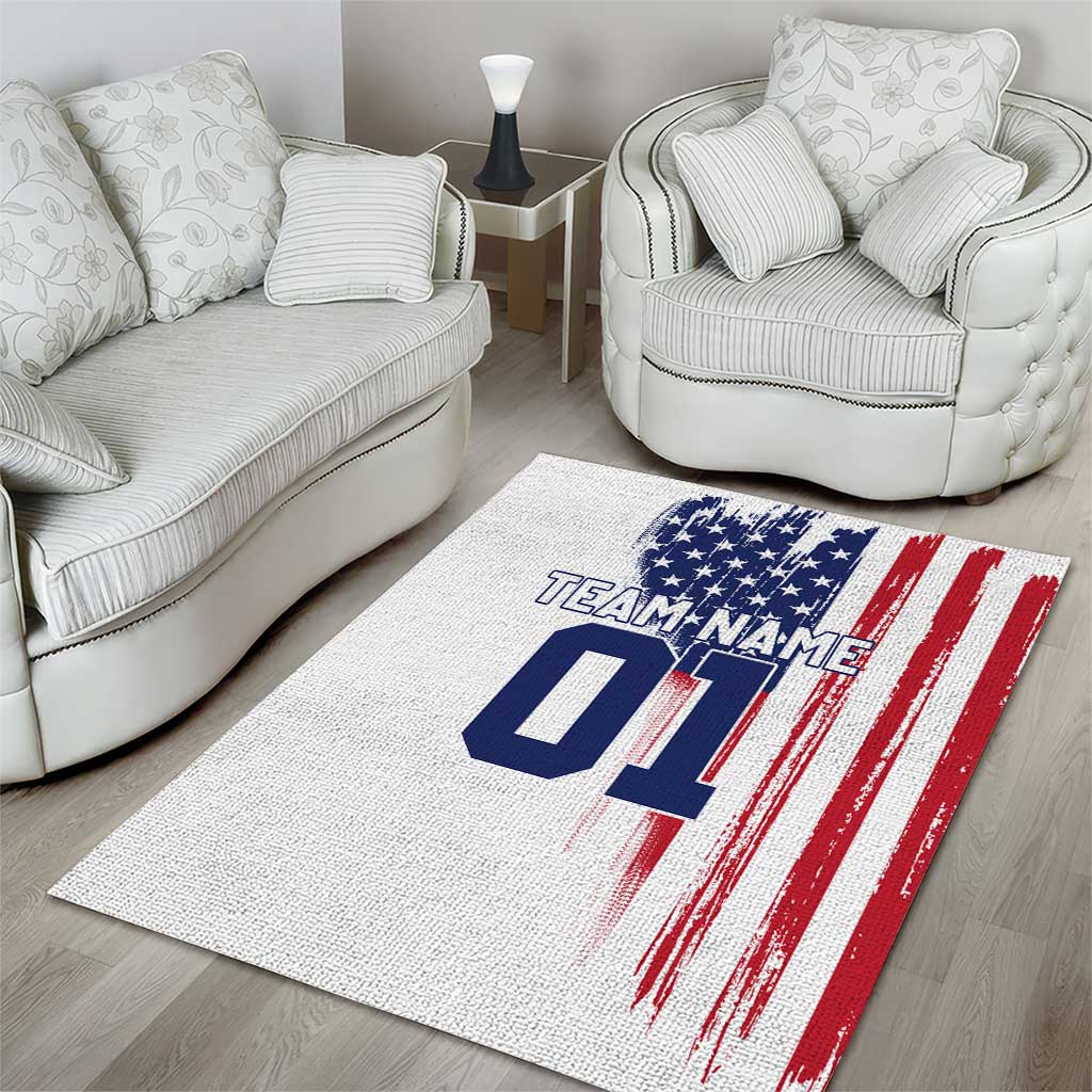 Motocross Rider Graphic Dirtbike Racing Area Rug with Distressed American Flag and Custom Number - Wonder Print Shop